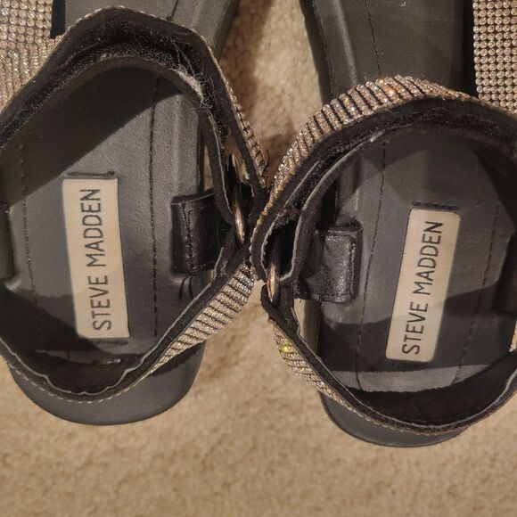 Steve Madden NIL Sandals Women shoes Platform Silver Rhinestones Size 6 Hook Eye - Picture 10 of 10